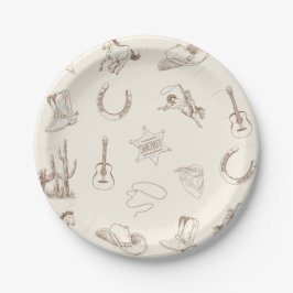 Assiettes En Carton Mon premier Rodéo Cowboy Anniversaire 7" Plaque ro