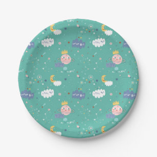 Assiettes En Carton Mon rêve planétaire Gros petit Motif