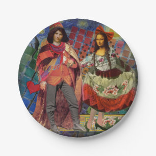 Assiettes En Carton Mona Lisa Romantique Drôle Coloré Travail d'art