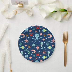 Assiettes En Carton Monde marin