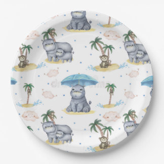 Assiettes En Carton  “Monkey-Hippos” All-Over Pint 