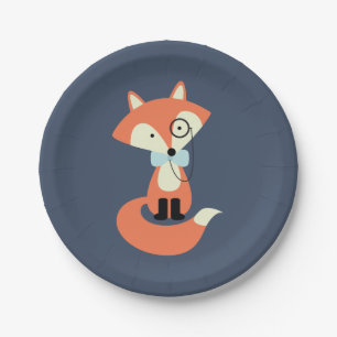 Assiettes En Carton Monocle Hipster Red Fox