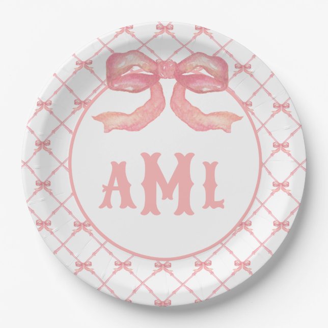 Assiettes En Carton Monogram Bamboo & Bow (Devant)