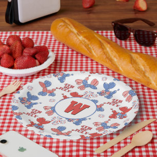 Assiettes En Carton Monogramme 4 juillet Chiens À Ballons
