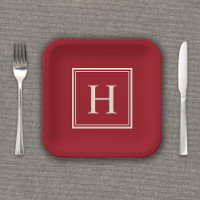 Monogramme classique élégant sur canneberge rouge