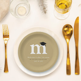 Assiettes En Carton Monogramme classique simple Fête de graduation mod