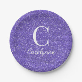 Assiettes En Carton Monogramme de Parties scintillant tendance violet