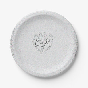 Assiettes En Carton Monogramme des parties scintillantes de diamant