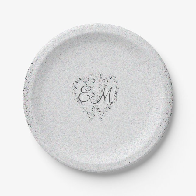 Assiettes En Carton Monogramme des parties scintillantes | de diamant (Devant)