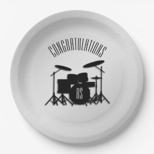 Assiettes En Carton Monogramme Ensemble Argent Félicitations