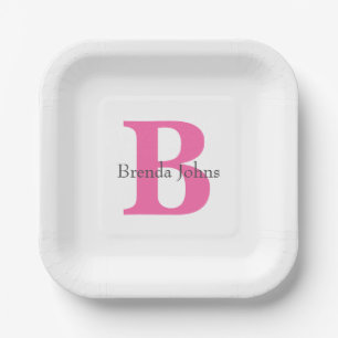 Assiettes En Carton Monogramme Fête Prénatale Mariage Rose Mignon
