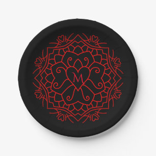 Assiettes En Carton Monogramme Heart Mandala