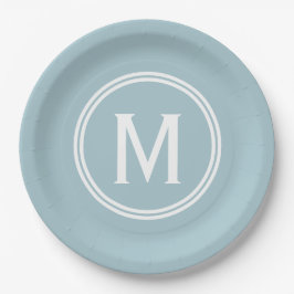 Assiettes En Carton Monogramme moderne en poudre bleu personnalisé arr