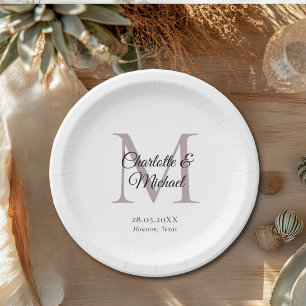 Assiettes En Carton Monogramme moderne minimal