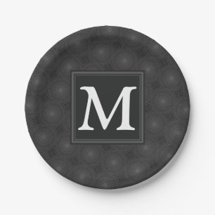 Assiettes En Carton Monogramme motif des cercles de charbon