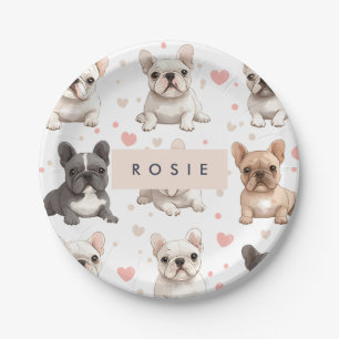 Assiettes En Carton Monogramme Personalized Adorable French Bulldog
