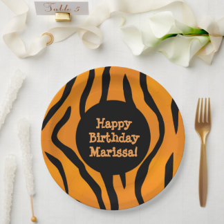 Assiettes En Carton Monogramme personnalisé Sauvage Chose Tiger Stripe