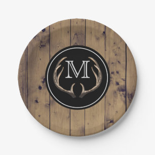 Assiettes En Carton Monogramme Russe Bois Cerf Antlers