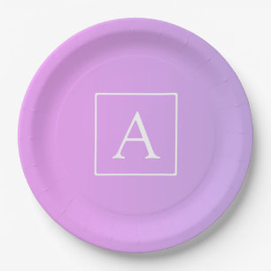 Assiettes En Carton Monogramme simple Ombre subtil rose/violet