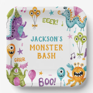 Assiettes En Carton Monster Bash Little Monster Fête d'anniversaire