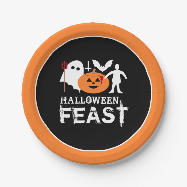 Assiettes En Carton Monster Gang, fête d'Halloween (Devant)