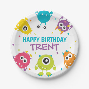 Assiettes En Carton Monster Thème Anniversaire Plaque Papier de fête