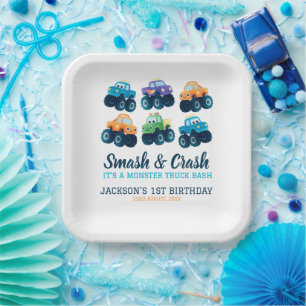 Assiettes En Carton Monster Truck Boys mignons Boys Anniversaire