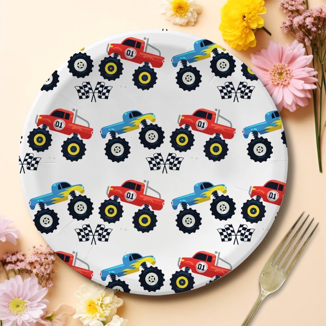 Assiettes En Carton Monster Truck Rallye Anniversaire Plaques papier (Créateur téléchargé)