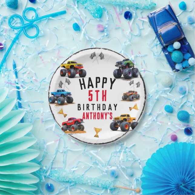 Assiettes En Carton Monster Truck Team Anniversaire Fête Invitation (Fête)