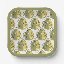 Assiettes En Carton Monstera Leaves – Green