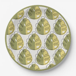 Assiettes En Carton Monstera Leaves – Green