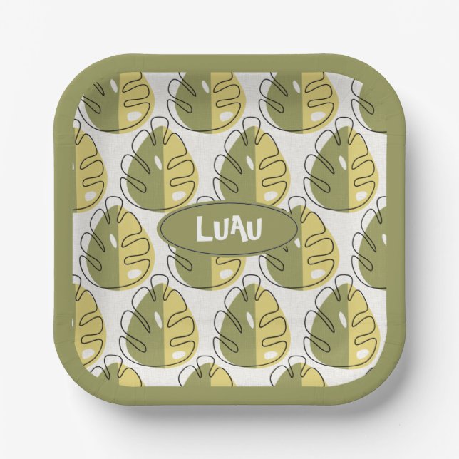 Assiettes En Carton Monstera Leaves – Green (Recto)