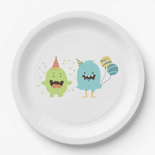 Assiettes En Carton Monstre de fête (Devant)