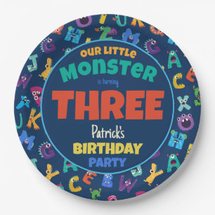 Assiettes En Carton Monstres Alphabet Anniversaire Petit Monstre Ajout