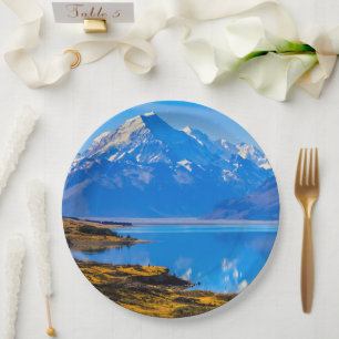 Assiettes En Carton Mont Cook surplombant le lac Pukaki, NZ