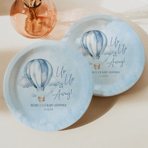 Assiettes En Carton Montez et partez ! Baby shower Blue Hot Air Balloo