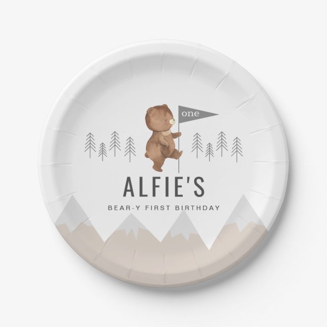 Assiettes En Carton Monts de l'ours Premier anniversaire (Devant)