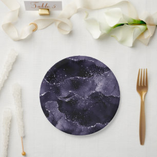 Assiettes En Carton Moody Agate Midnight Indigo Deep Purple Glam