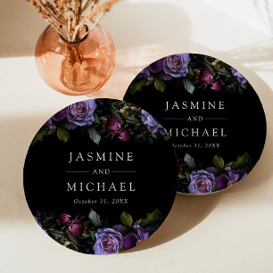 Assiettes En Carton Moody Gothic Purple Floral Mariage