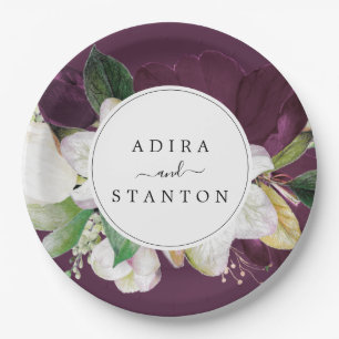 Assiettes En Carton Moody Purple Blooms   Plum Mariage Cake