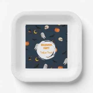 Assiettes En Carton Moon Bat Dark Blue Halloween Party mignonne