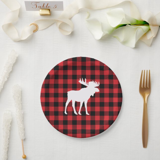 Assiettes En Carton Moose Buffalo Vérifier le Cabine sauvage (Mariage)