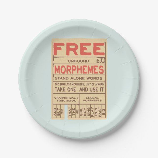 Assiettes En Carton Morphèmes libres Grammaire amusante Phonie anglais (Devant)