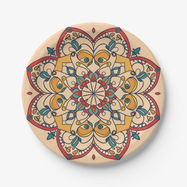 Assiettes En Carton mosaïque arabe marocaine (Devant)