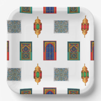 Assiettes En Carton Mosaïque des portes et lanternes marocaines