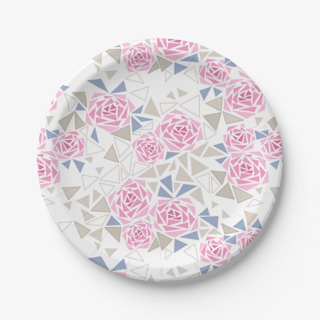 Assiettes En Carton Mosaïque, fleurs (Devant)