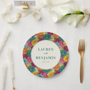 Assiettes En Carton Mosaïque Florale Joyeuse