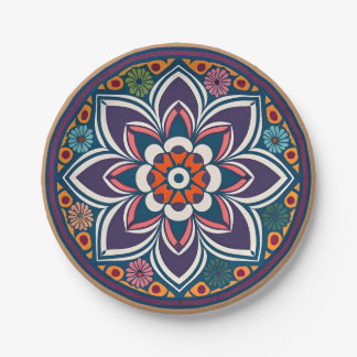 Assiettes En Carton mosaïque marocaine andalouse florale