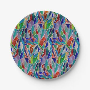 Assiettes En Carton Mosaïque multicolore
