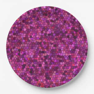 Assiettes En Carton Mosaïque Rose Violet